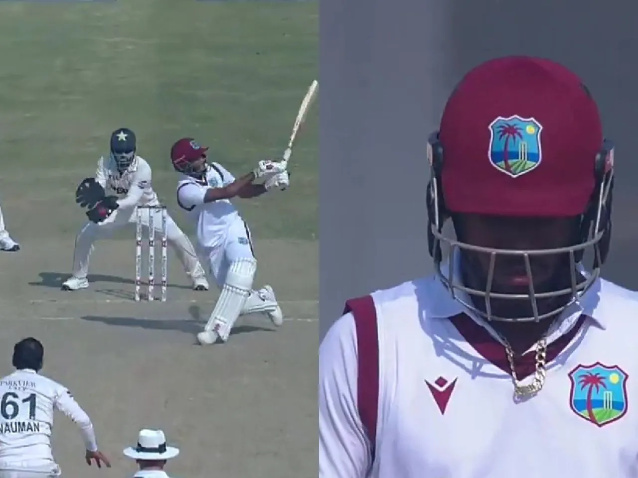 Kraigg Brathwaite is stumped by Mohammad Rizwan during second innings of Multan Test