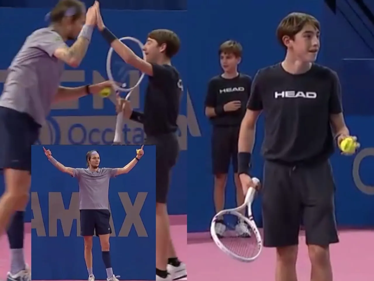 Alexander Bublik hands racquet to ball boy