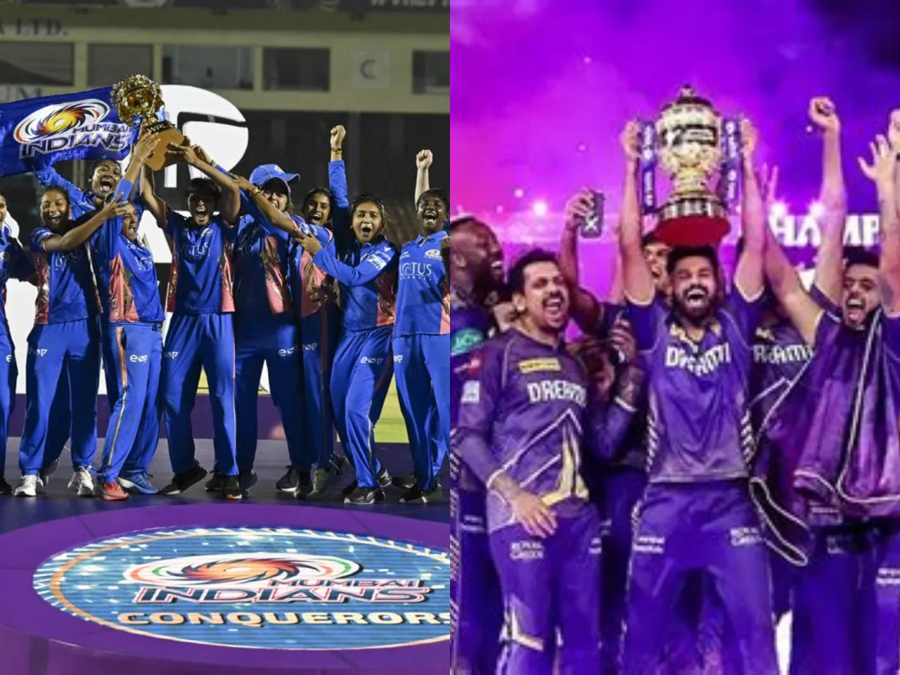MI-W with WPL title and KKR with IPL 2024 title (File Photo: X/Internet)