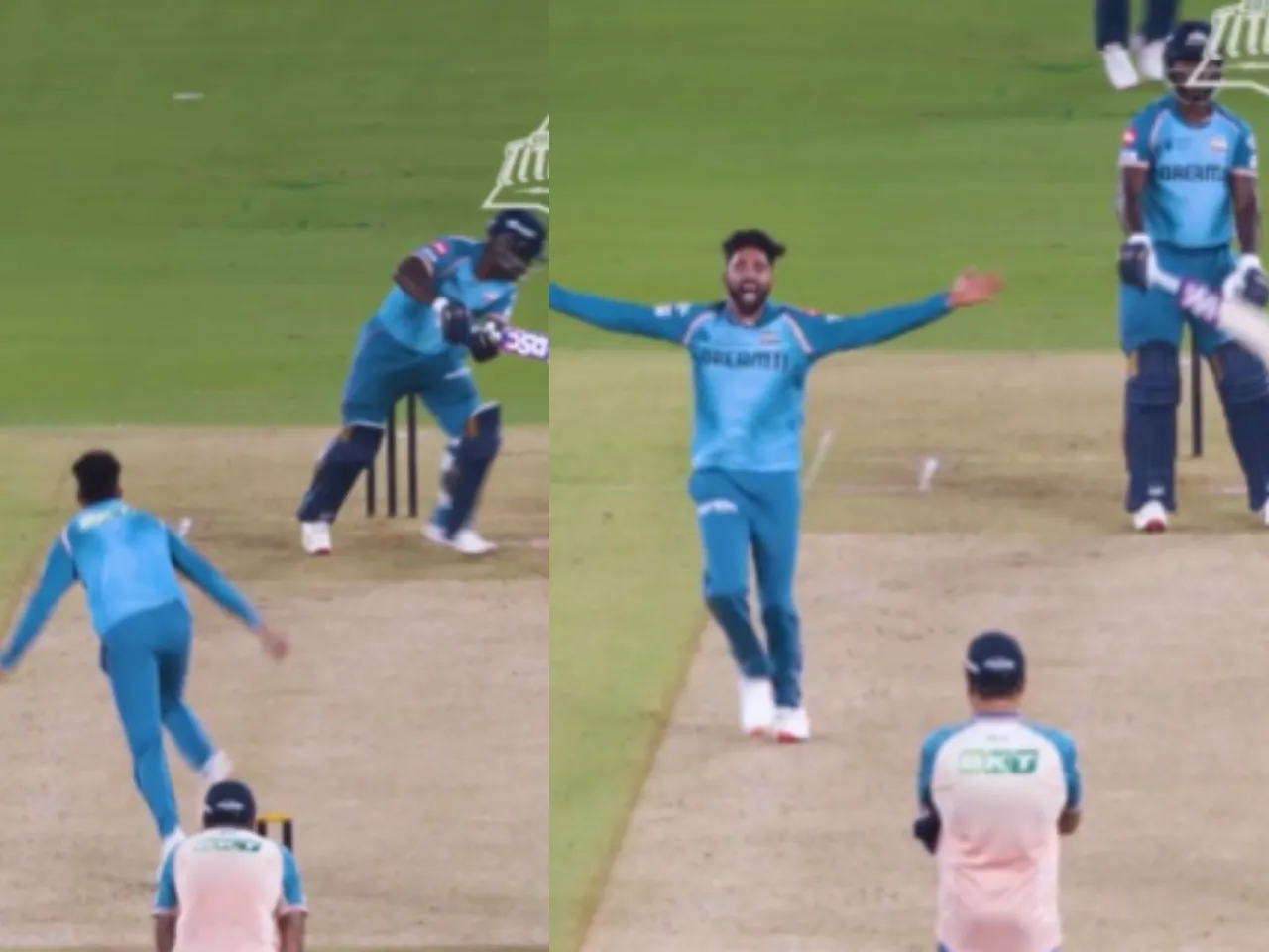 Mohammed Siraj bowling in Gujarat Titans' Intra-squad match (File Photo: Screengra/X/Internet)