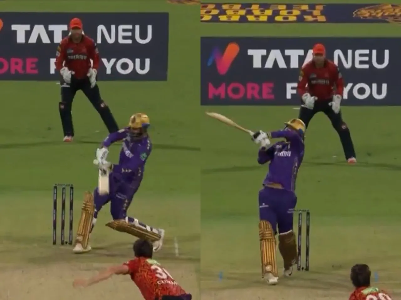 Venkatesh Iyer bashes Pat Cummins for 21 runs in an over during KKR vs SRH  game (File Photo: Screengrab/X/IPL)