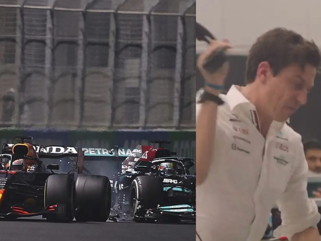 Lewis Hamilton & Max Verstappen collision in 2021 Saudi Arabian Grand prix