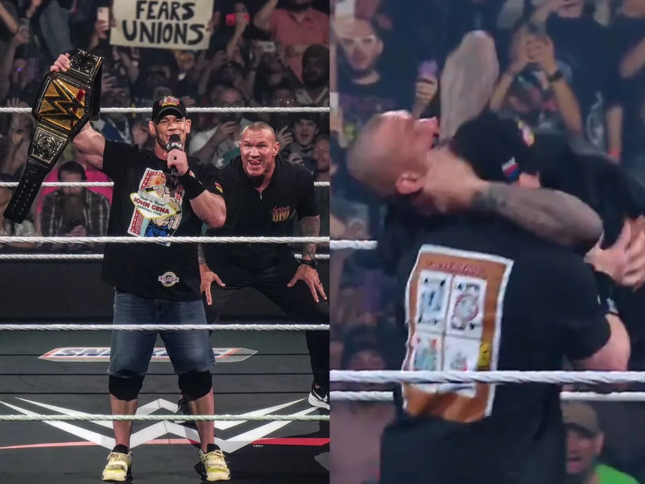  Randy Orton strikes with RKO on new undisputed WWE Champion John Cen