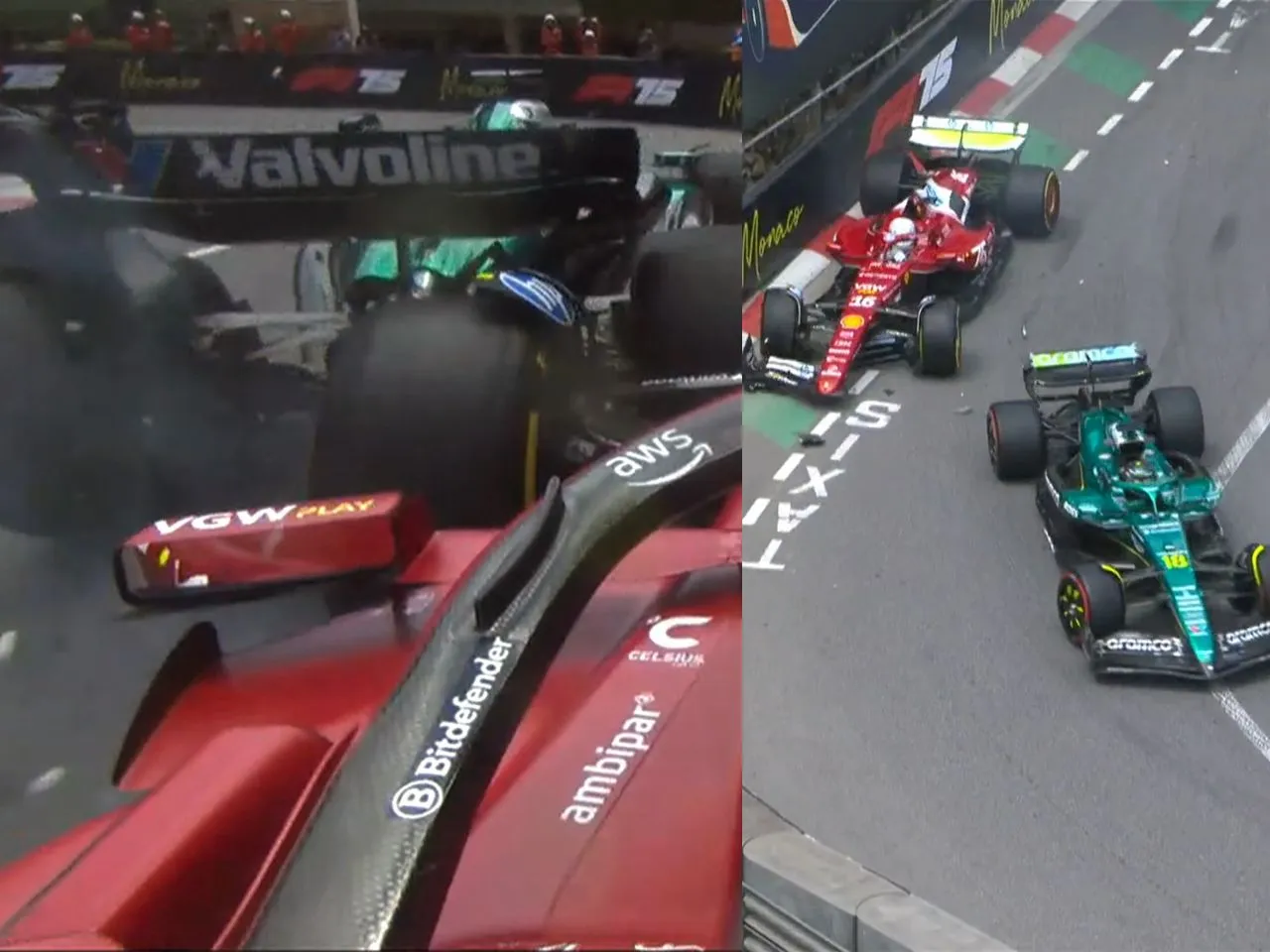 Leclerc and Stroll collision video during the  2025 Formula 1 Monaco GP
