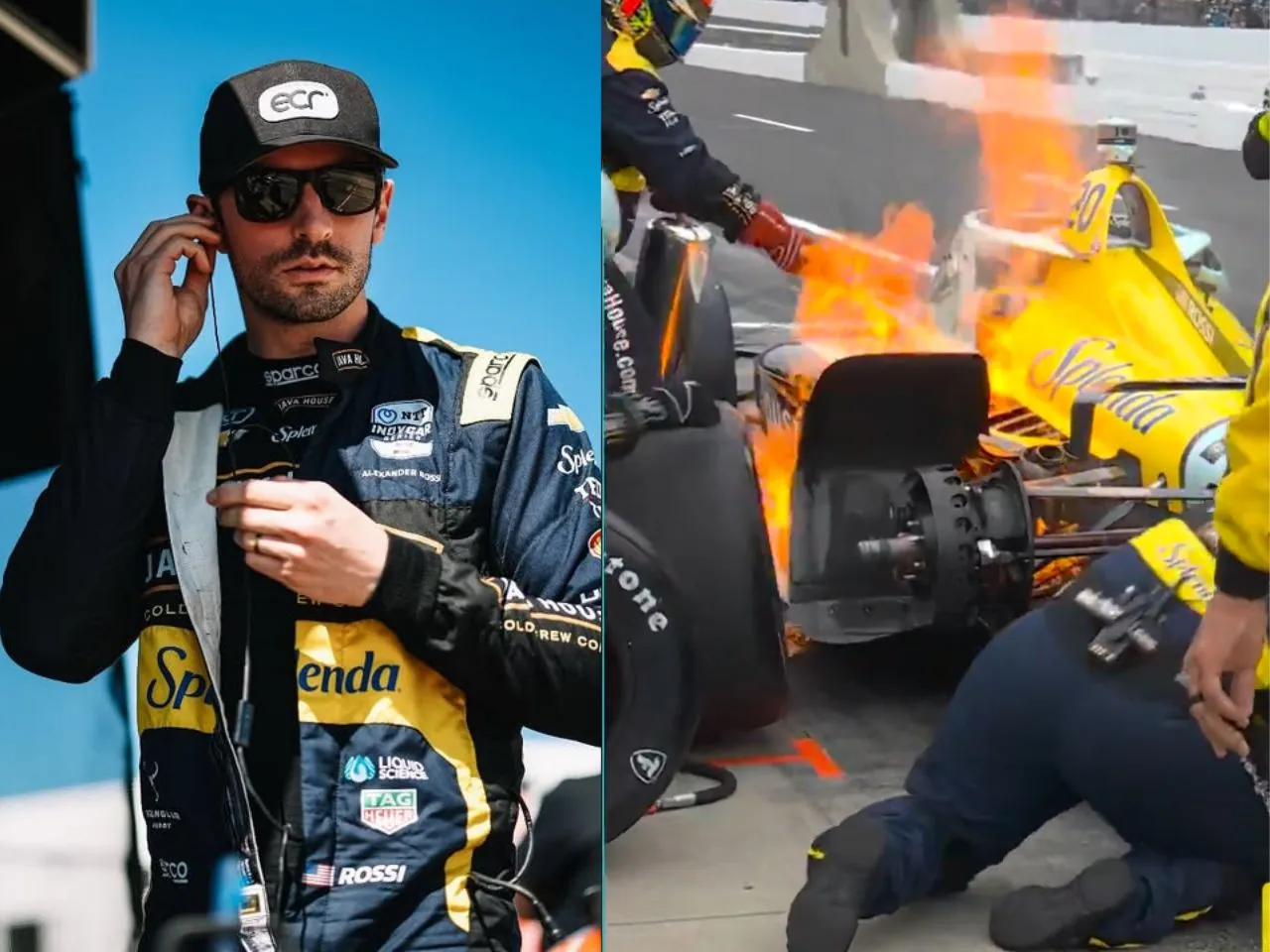 Indy 500 fire incident of Alexander Rossi
