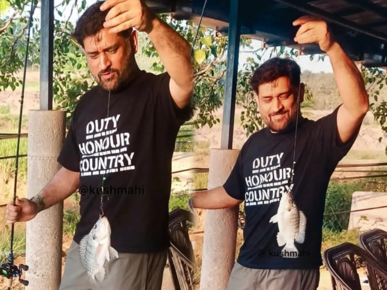 MS Dhoni enjoying fishing 