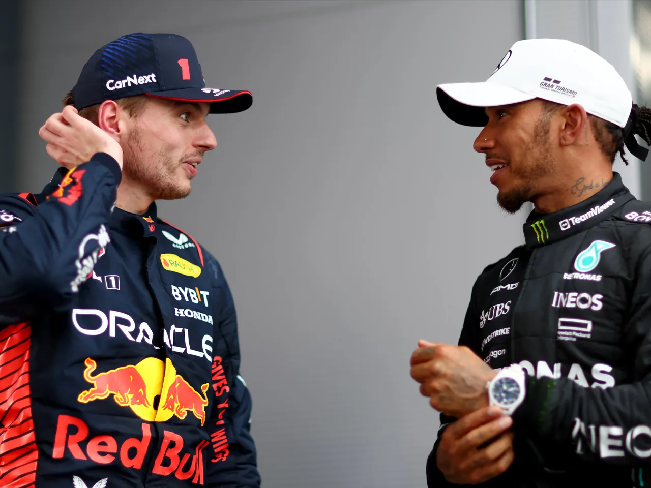 Max Verstappen and Lewis Hamilton