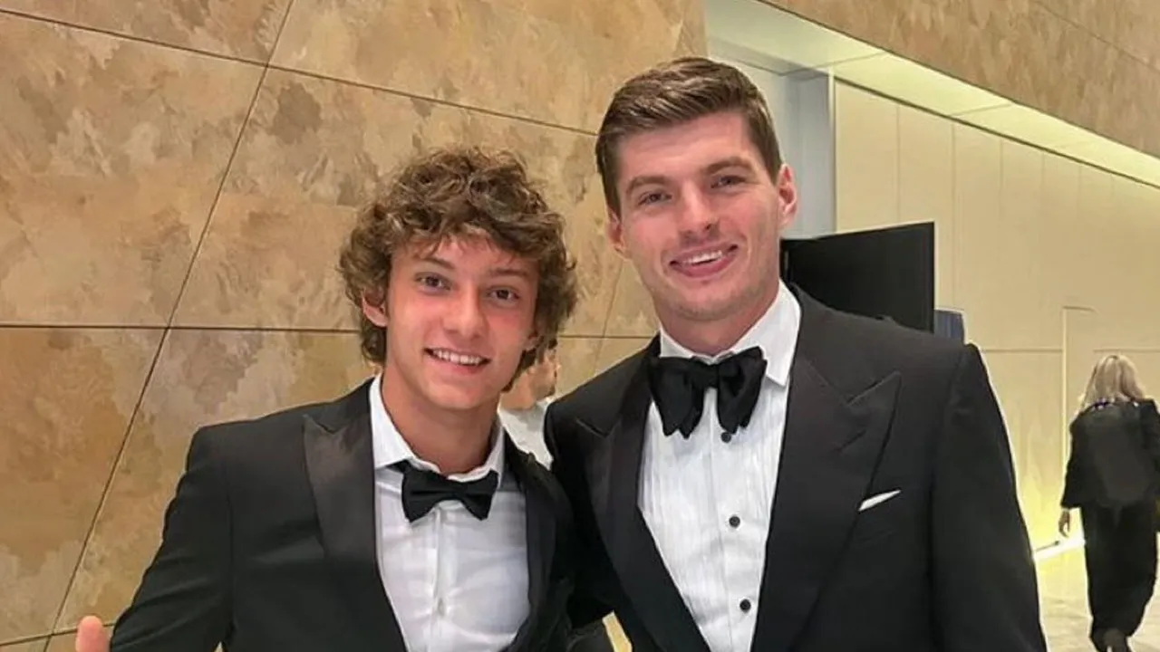 Max Verstappen with Kimi Antonelli