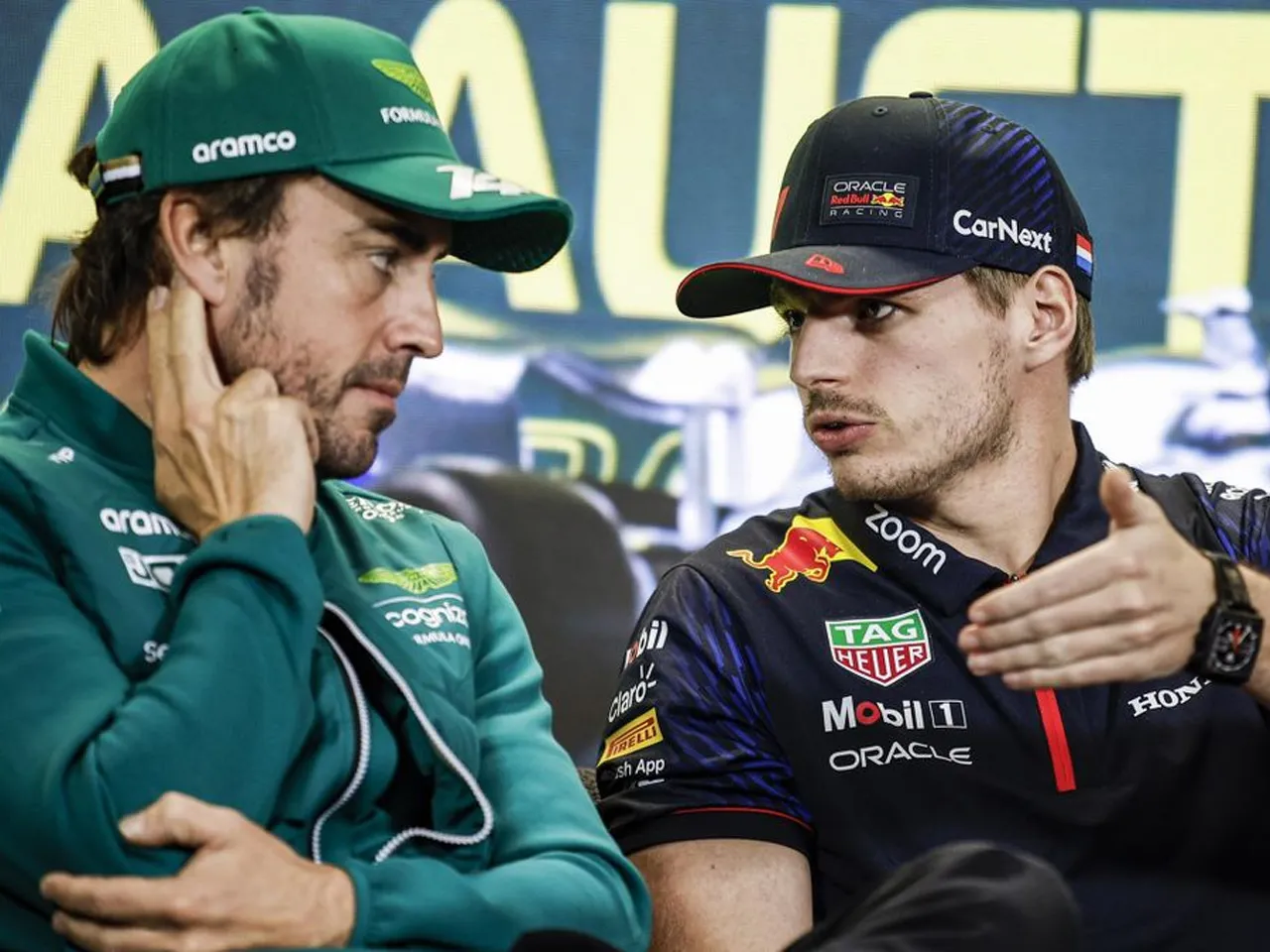 Fernando Alonso with Max Verstappen