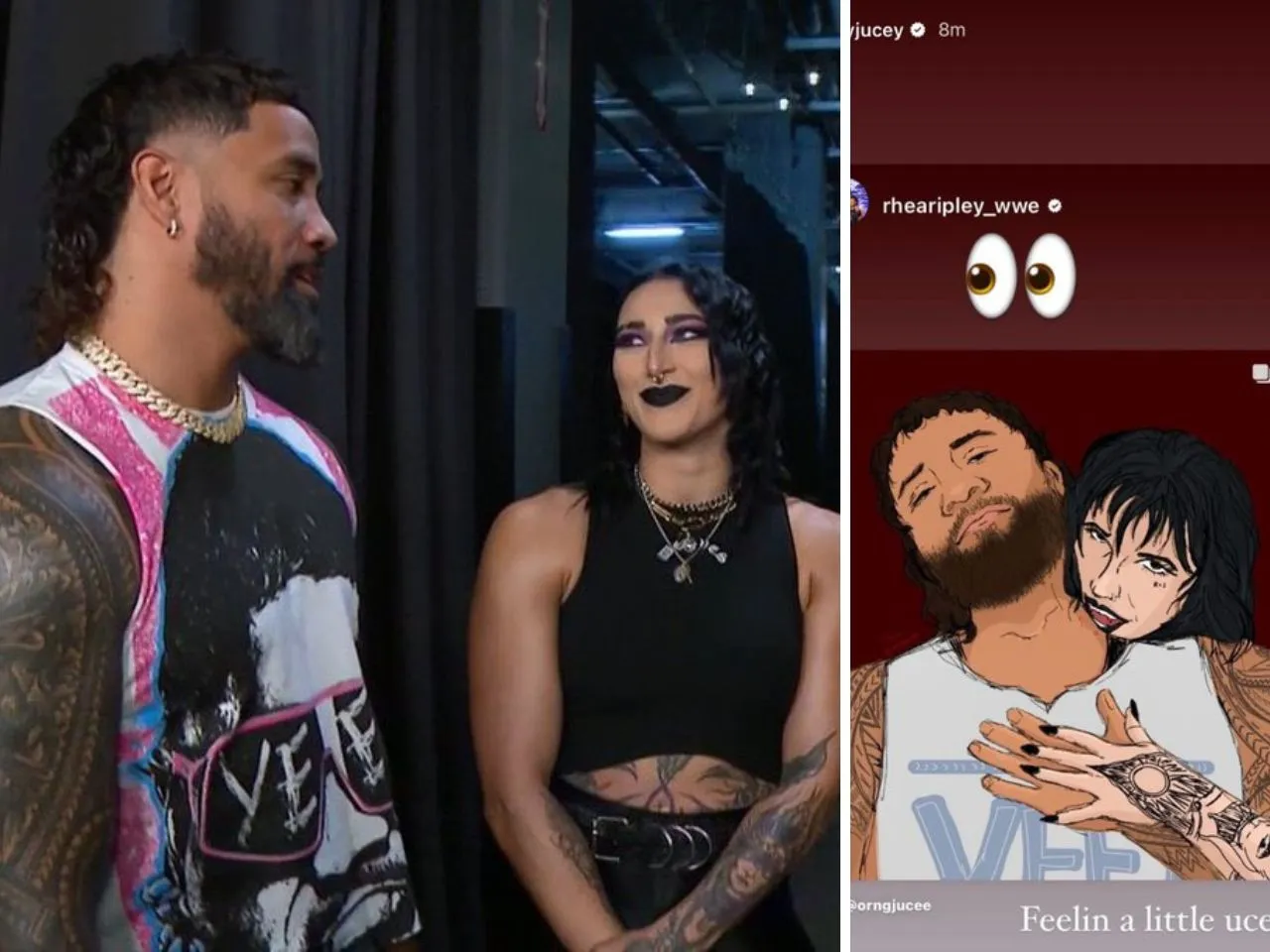 Jey Uso shares image of Rhea Ripley hugging him on Instagram story