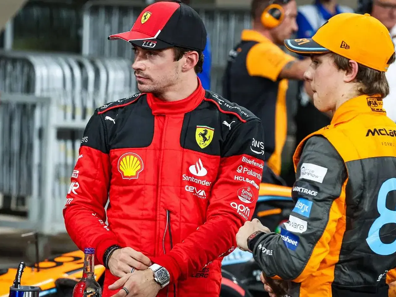 Oscar Piastri and Charles Leclerc