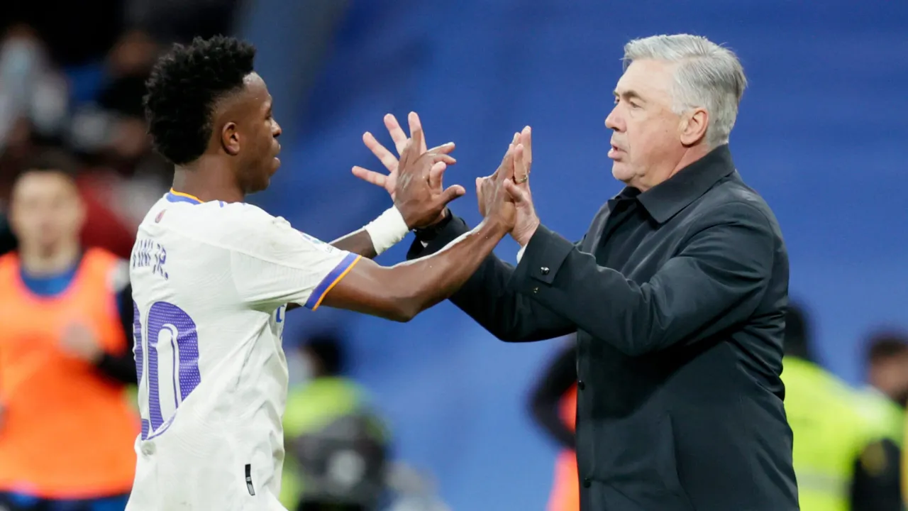 Carlo Ancelotti and Vinicius Jr.