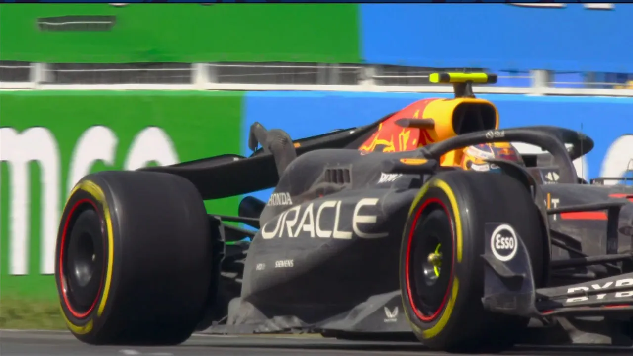 Sergio Perez in his broken RB20