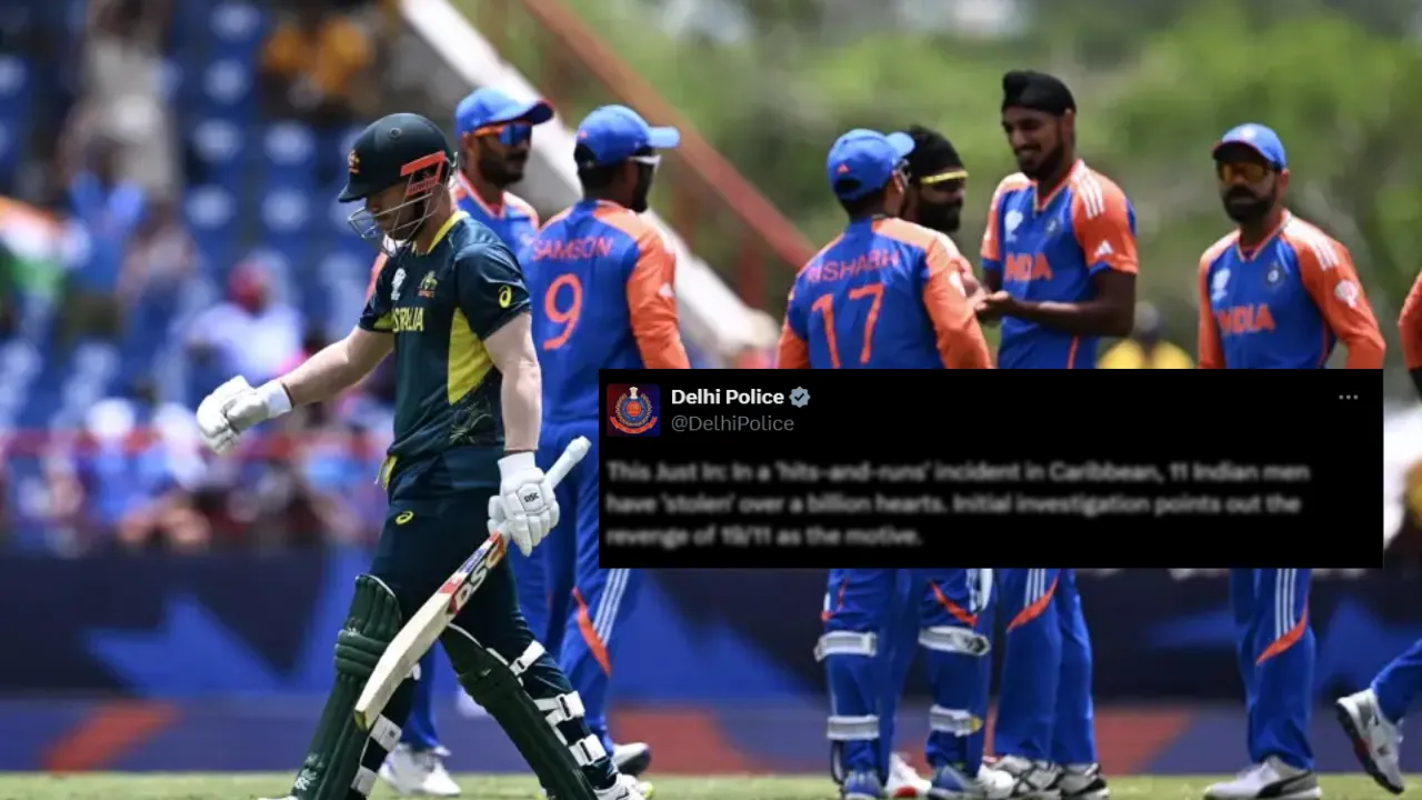 Delhi police's tweet on IND vs AUS Super 8 clash (Source: X)