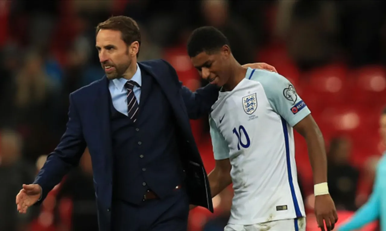 Marcus Rashford and Gareth Southgate