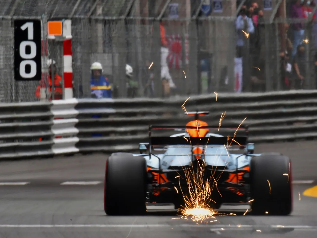 Formula 1 cars sparking