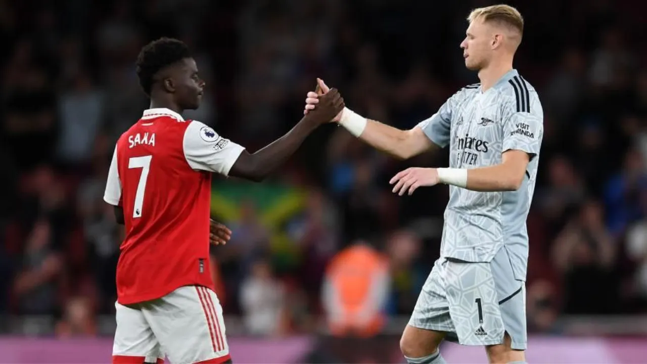 Aaron Ramsdale and Bukayo Saka