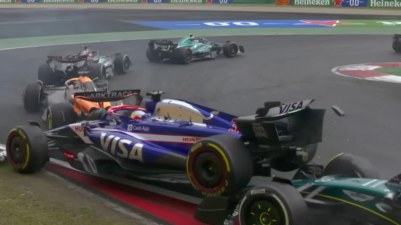 Lance Stroll and Daniel Ricciardo in China