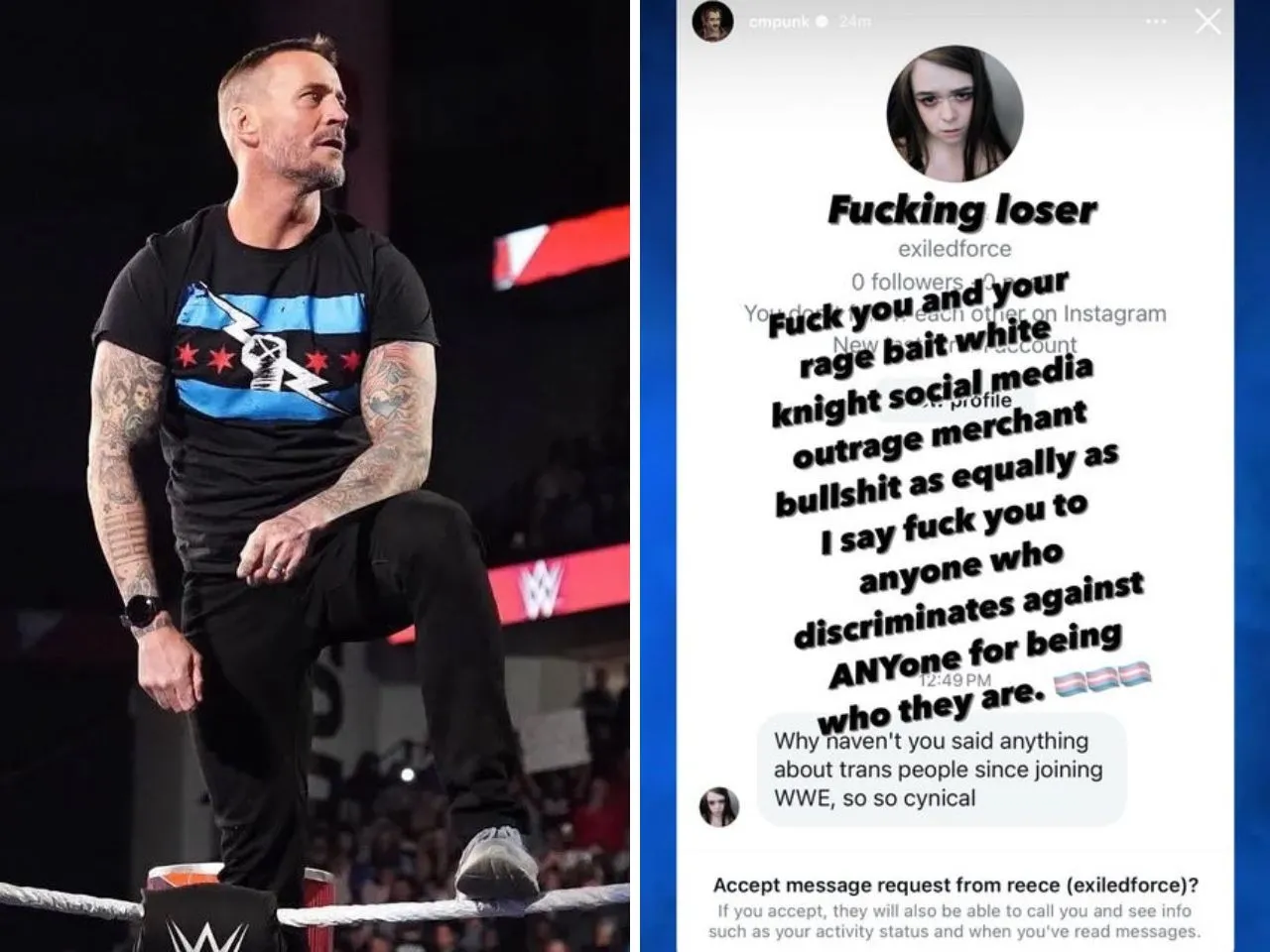 'F**king loser' - CM Punk replied to troller who asked his response on trans people