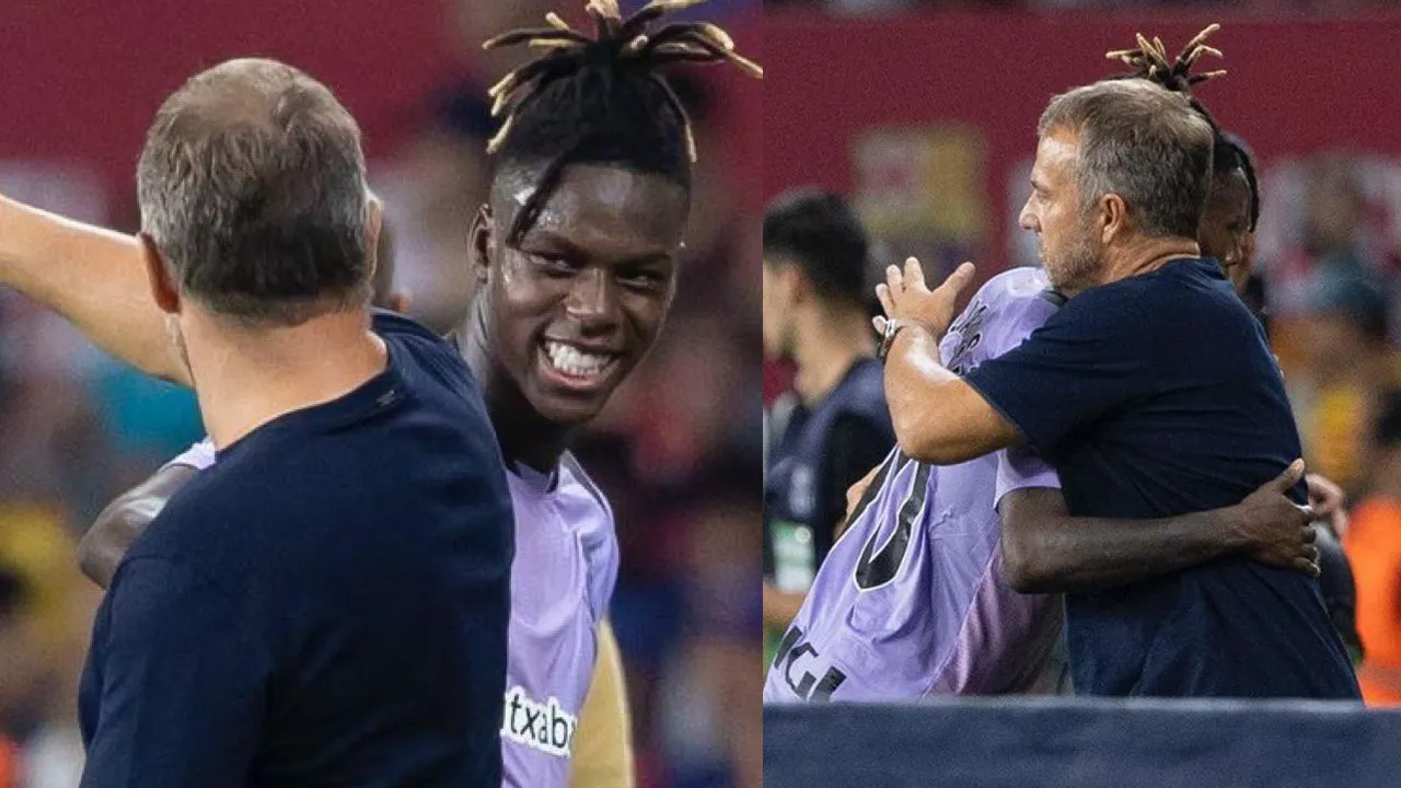 Nico Williams and Hansi Flick