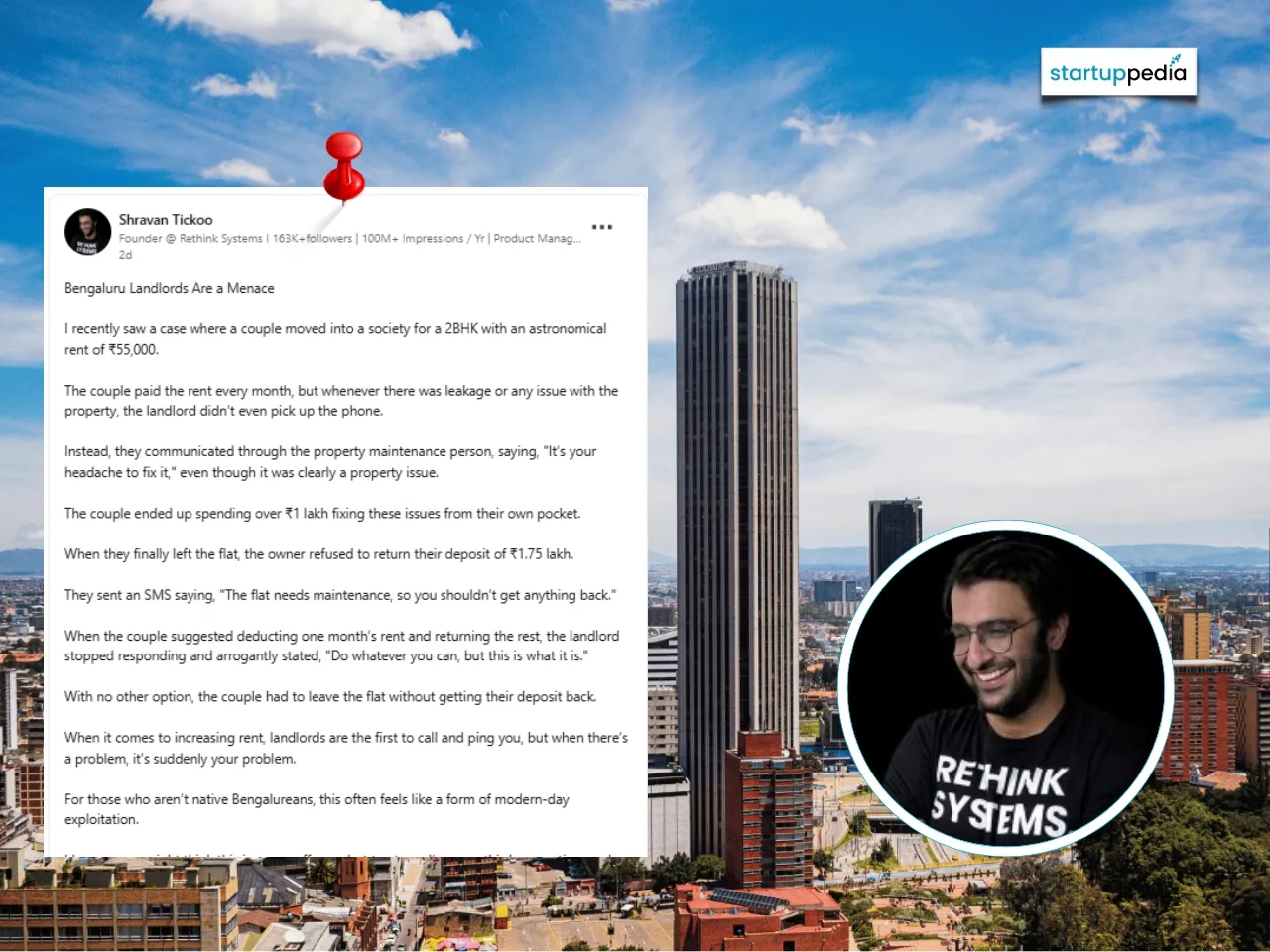 Bengaluru Startup Founder Says City’s Landlords Are A ‘Menace’