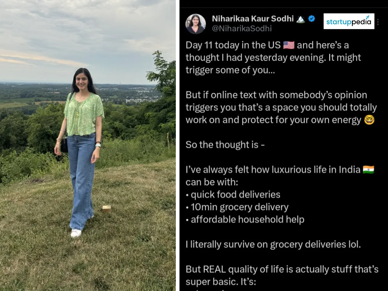 X user Niharikaa Kaur Sodhi's viral post