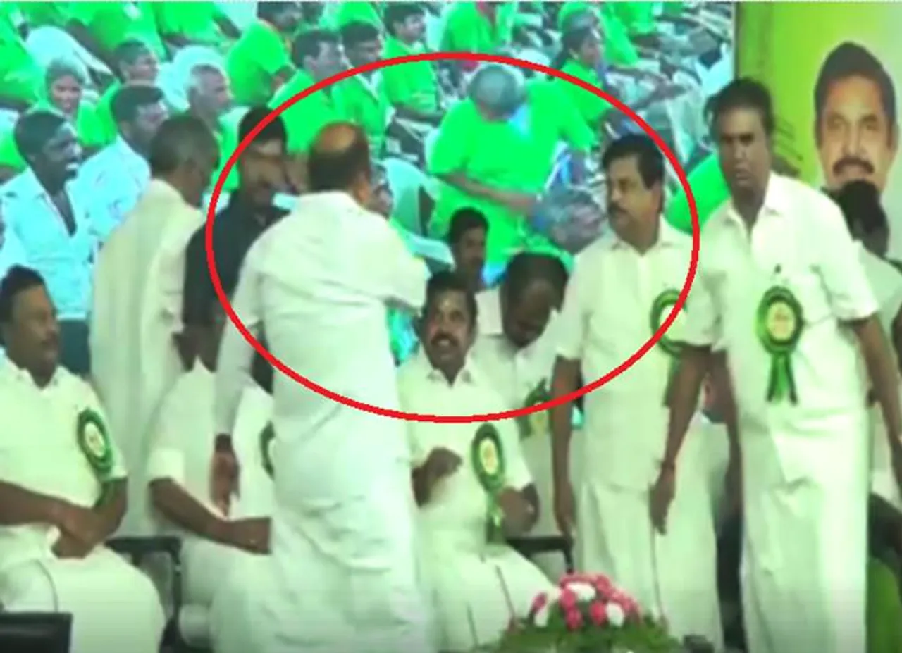 எம்.ஜி.ஆர் நூற்றாண்டு விழா: நாற்காலிக்காக சண்டை போட்ட அமைச்சர் - துணை சபாநாயகர்! (வீடியோ)