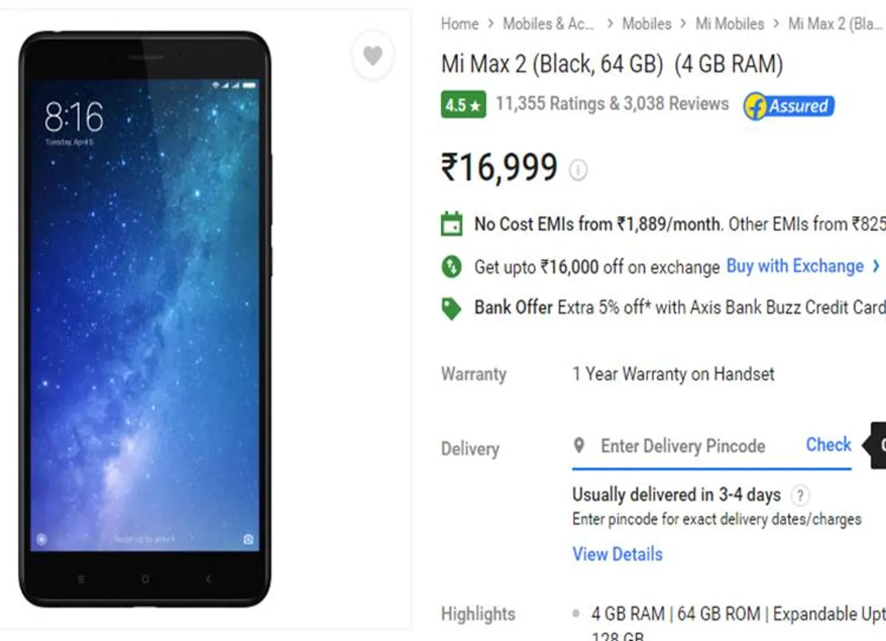 Diwali, Flipkart, Diwali offer, Smartphones, Fli Xiaomi, Xiaomi Mi Max 2,