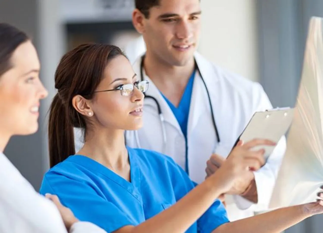 medical workers working together in hospital