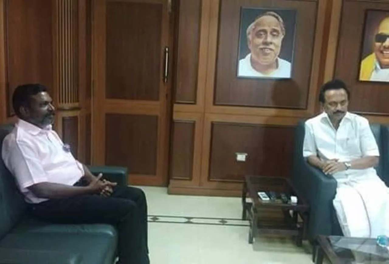 MK Stalin - Thol Thirumavalavan Meeting, Thol Thirumavalavan At Anna Arivalayam, DMK-VCK Alliance, மு.க.ஸ்டாலின், தொல்.திருமாவளவன்