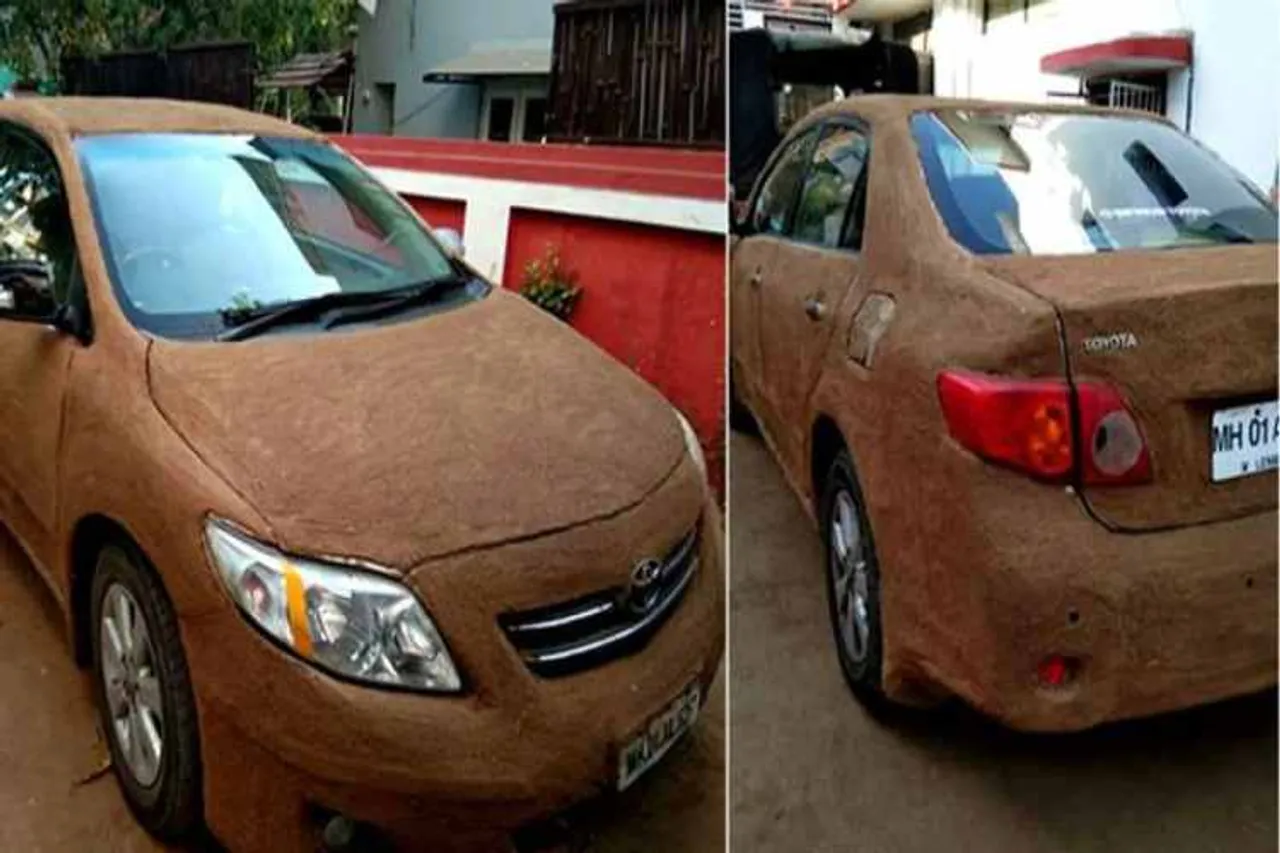 car, cowdung, ahmedabad, caoting, temperature, cooling, sun, sedan, கார், மாட்டுச்சாணம், ஆமதாபாத், வெயில், சூரியன்