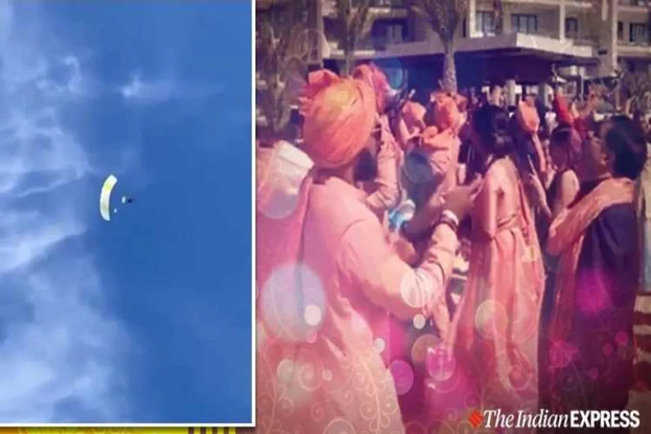 india, USA, mexico, groom, bride, marriage, parachute, viral, social media viral
