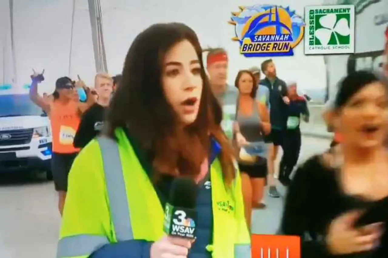 america, georgiya, tv live, broadcast, tv anchor, runners, misbehave, harass