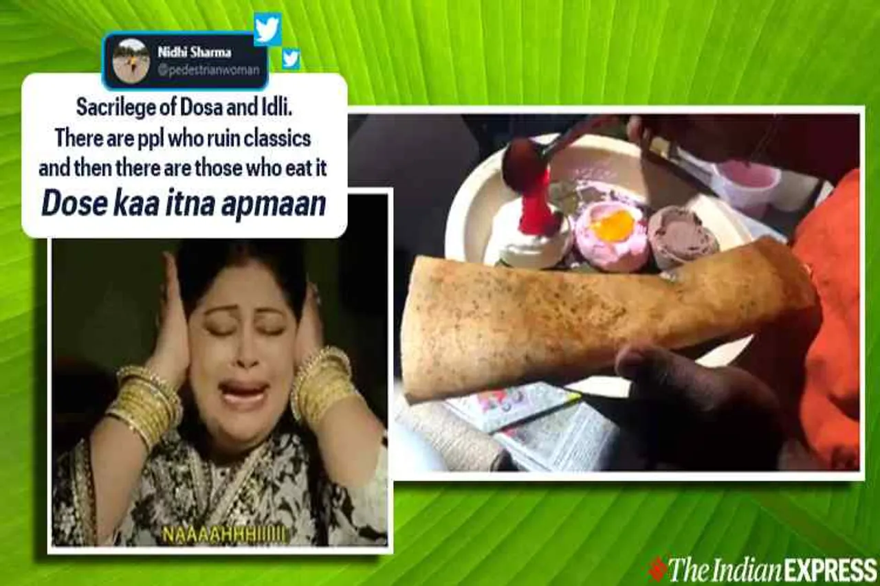 sweet dosa, ice cream dosa,ஐஸ் கிரீம் தோசை, bengaluru ice cream dosa, பெங்களூரு, புது கண்டுபிடிப்பு ஐஸ் கிரீம் தோசை, ஆனந்த் மஹிந்திரா பாராட்டு, unusual food combination, weird food combo, anand mahindra, viral news,
