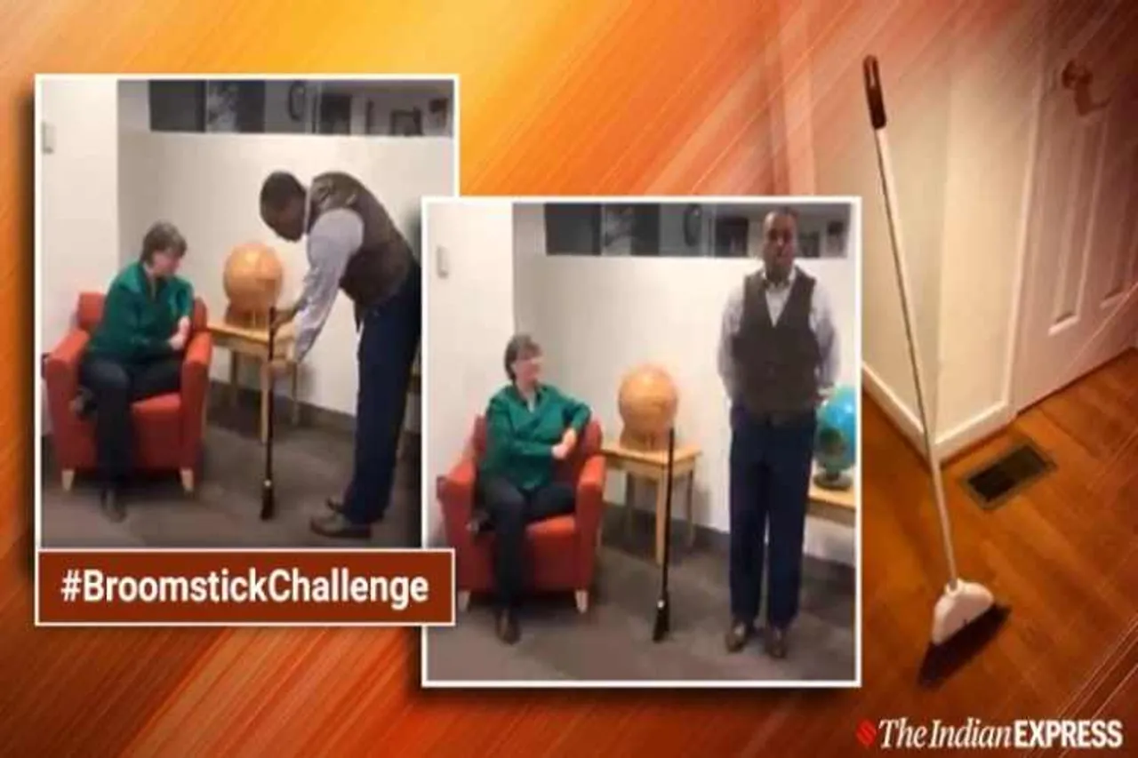 nasa, broomstick challenge, nasa broomstick challenge viral video, nasa bursts myth viral video, twitter, twitter reactions, indian express, indian express news