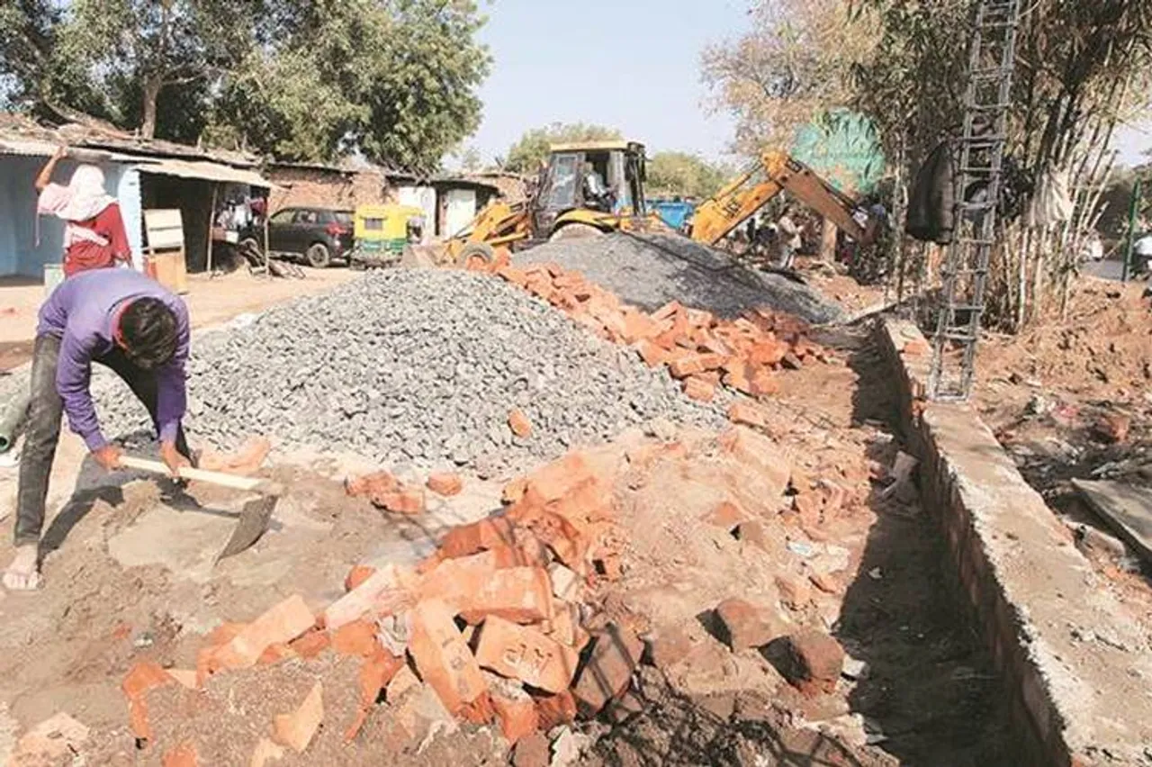 Donald Trump India Visit Gujarat civic body builds wall