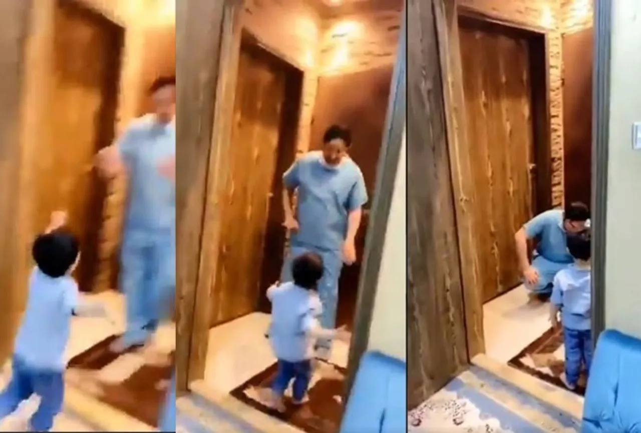 coronavirus outbreak saudi doctor stops his son from hugging him
