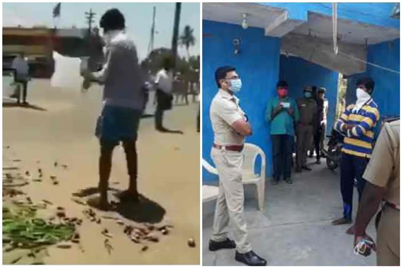 thiruvallur farmer throws vegetables at road, thiruvallur farmer viral video, farmer throws vegetables at road,police stop farmer vehicle, காய்கறிகளை சாலையில் கொட்டிய விவசாயி, திருவள்ளூர் விவசாயி, திருவள்ளூர் எஸ்பி, விவசாயி வைரல் வீடியோ, thiruvallur district sp says sorry to farmer, farmer viral video, latest viral videos, tamil video news, lock down