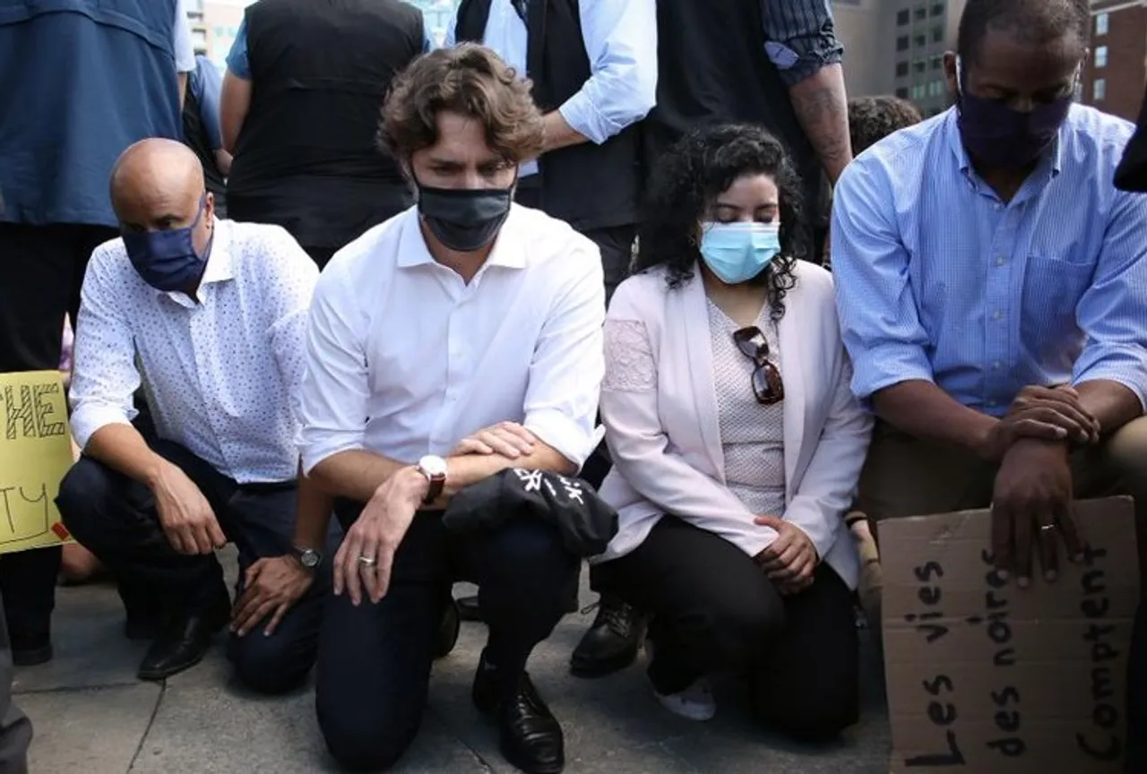 Canadian Prime Minister Justin Trudeau took a knee in solidarity with protesters