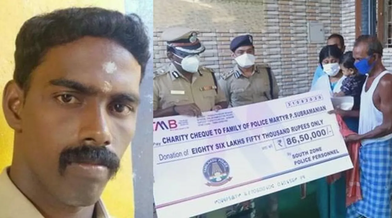 Fellow cops donated Rs 86.5 lakh to cop subramaniyan's family members