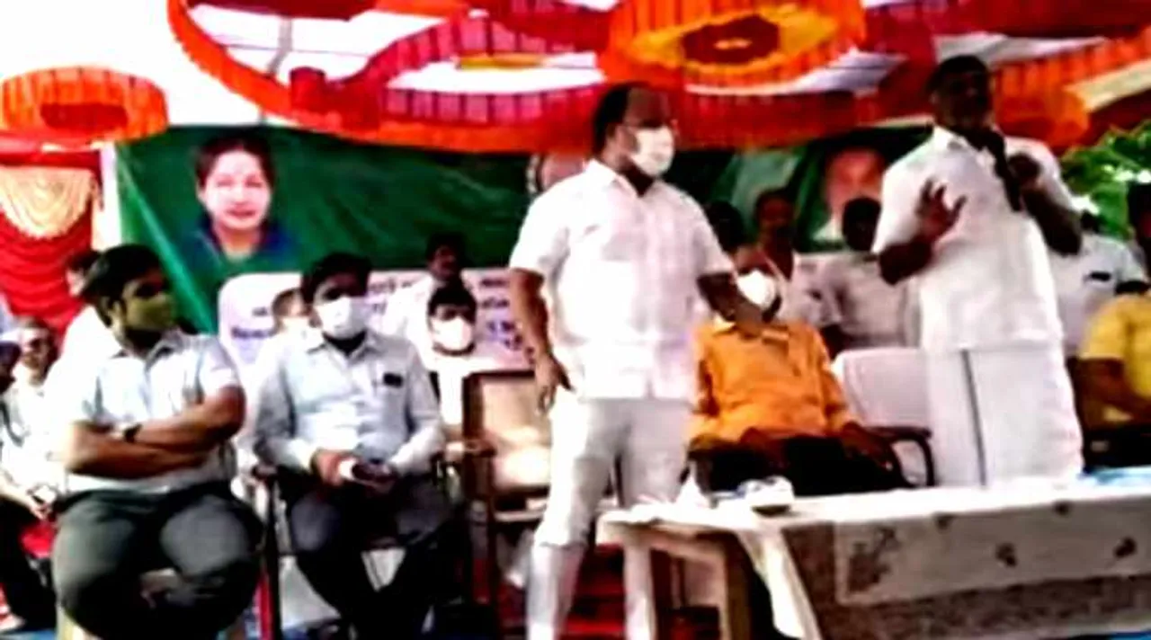 இரட்டை இலைக்கு பதிலடியாக ஒலித்த உதயசூரியன்: அமைச்சர் கே.சி.வீரமணி நிகழ்ச்சியில் பரபரப்பு