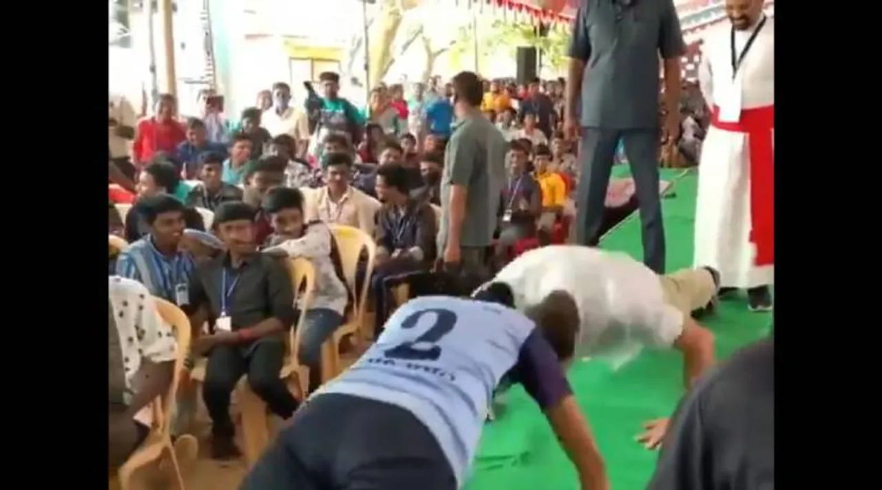 பள்ளி மாணவியுடன் ராகுல் காந்தி புஷ் அப் சவால் - வீடியோ வைரல்
