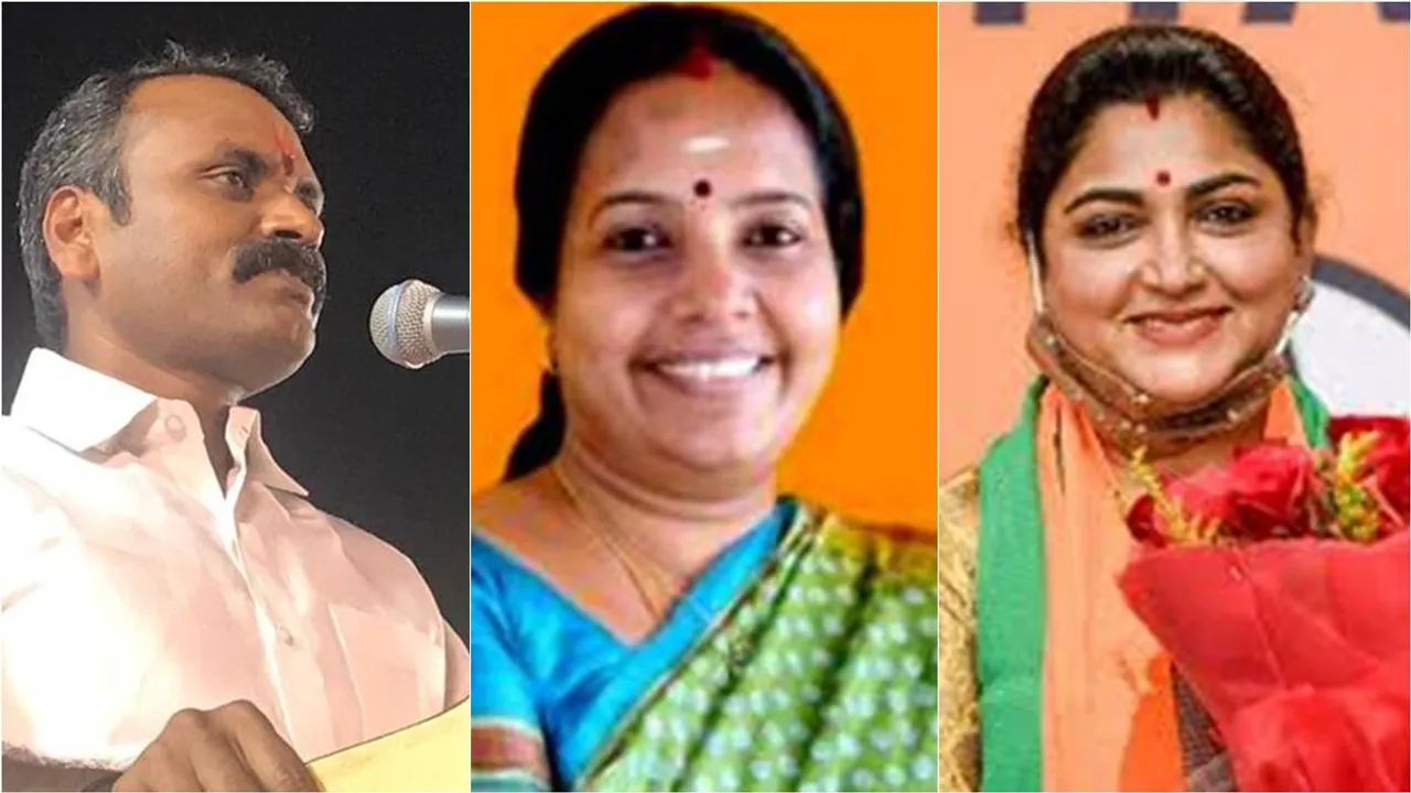 bjp, bjp candidates list, tamil nadu assembly elections 2021, பாஜக, பாஜக வேட்பாளர்கள் பட்டியல், குஷ்பூ ஆயிரம் விளக்கு தொகுதியில் போட்டி, வானதி சீனிவாசன் vs கமல்ஹாசன், l murugan contest in dhrapuram, kushboo contest in thousand light, vanathi srinivasan