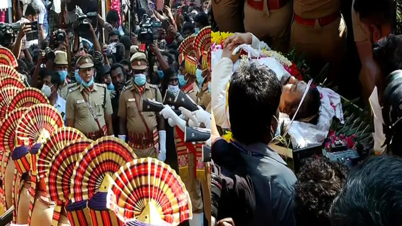 விவேக் இறுதி ஊர்வலம்: போலீஸ் மரியாதையுடன் உடல் அடக்கம்