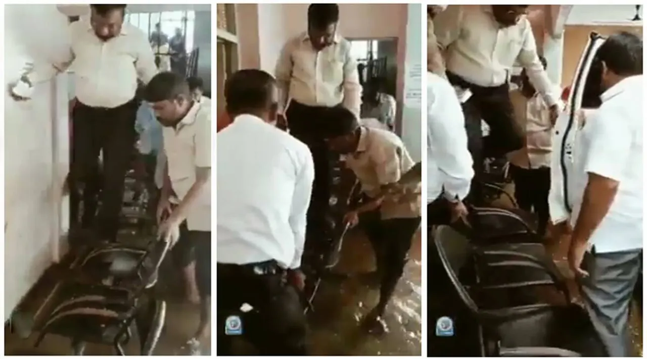 முழங்கால் அளவு தண்ணீரில் நாற்காலி போட்டு உதவியதை கேலி செய்வதா? வி.சி.க கண்டனம்