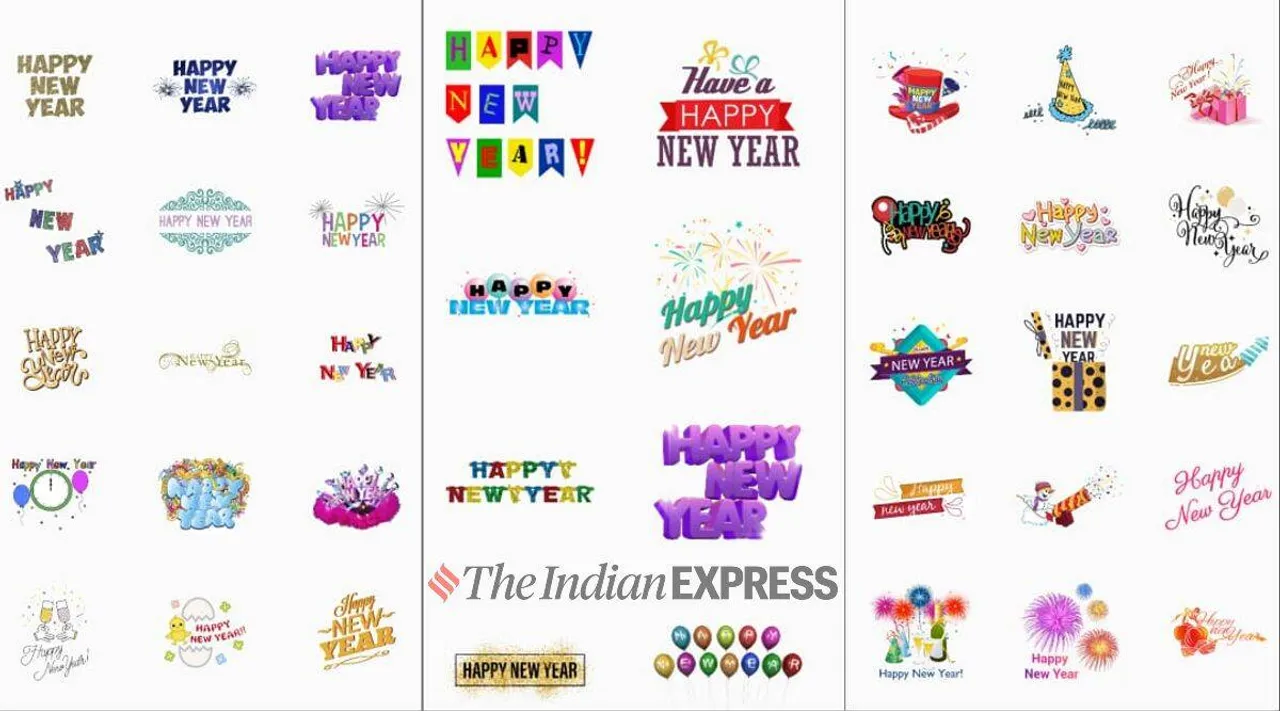 Happy New Year 2022 Wishes Stickers How to send Happy New year Sickers Tamil News 2022