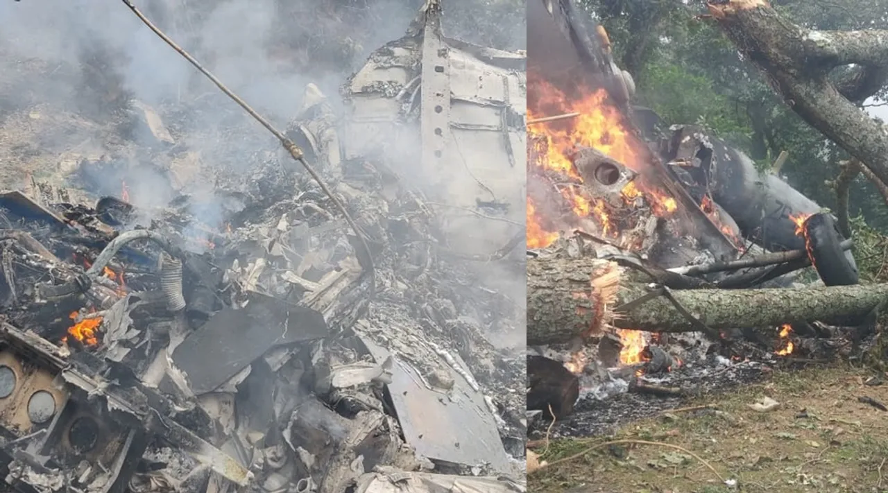 Army helicopter carrying CDS General Bipin Rawat crashes photos
