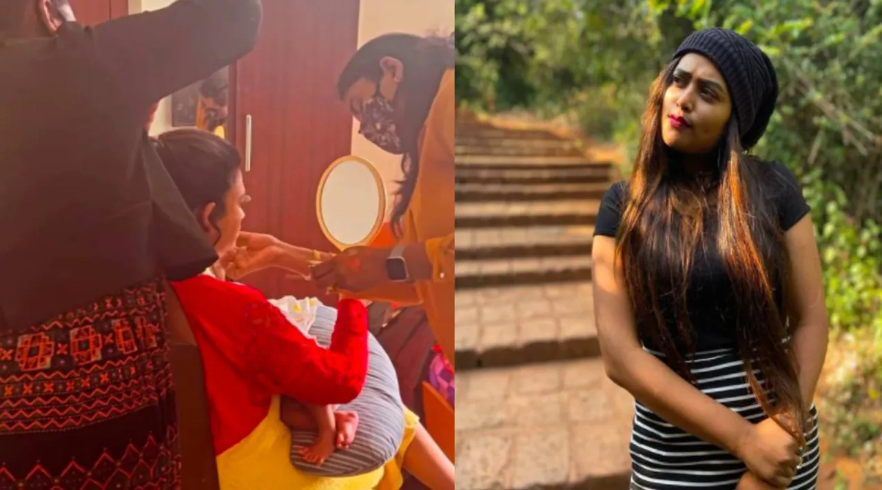 Farina Azad Tamil News: farina with her baby boy in Bharathi Kannama serial shooting