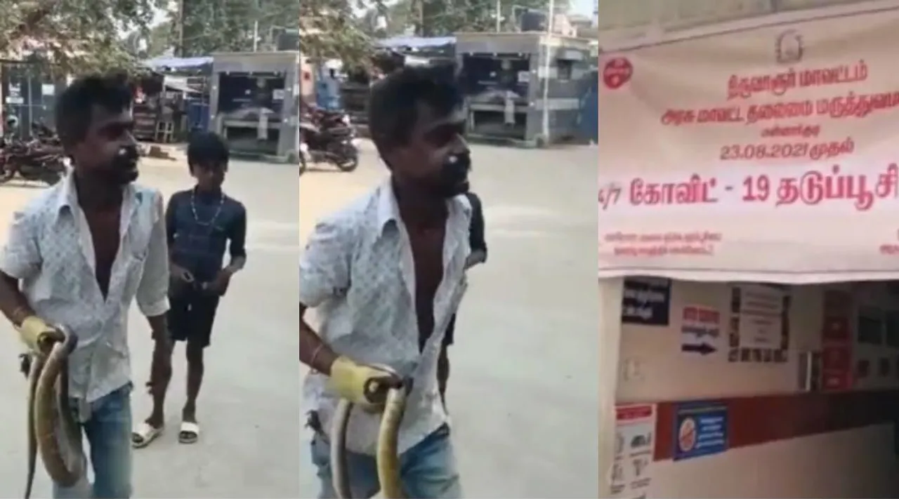 Man come with snake to hospital, mannarkudi gh, thiruvarur district, mannar kudi district head quartress hospital, after snake bite man come to govt hospital, shocking video பாம்பு கடித்துவிட்டதாகக் கூறி மருத்துவமனைக்கு பாம்புடன் வந்த நபர், மன்னார்குடி, திருவாரூர் அதிர்ச்சி வீடியோ, thiruvarur, Tamilnadu