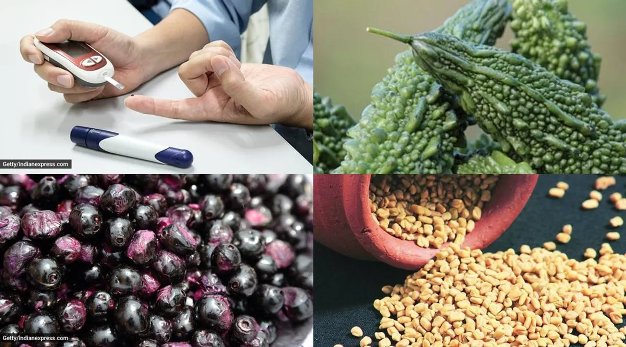 diabetes 5 simple resolution foods to control your blood sugar level, home foods to control your blood sugar level, food tips for sugar, food for diabetics, சுகருக்கு சிம்பிள் தீர்வு, நீரிழ்வு நோயாளிகளுக்கான உணவு, பாகற்காய், இஞ்சி, வெந்தயம், நாவல் பழம், உங்க வீட்டுல இருக்கு இந்த 5 பொருட்களை கவனிங்க, jamun, karela, bitter gourd, fenugreek, ginger